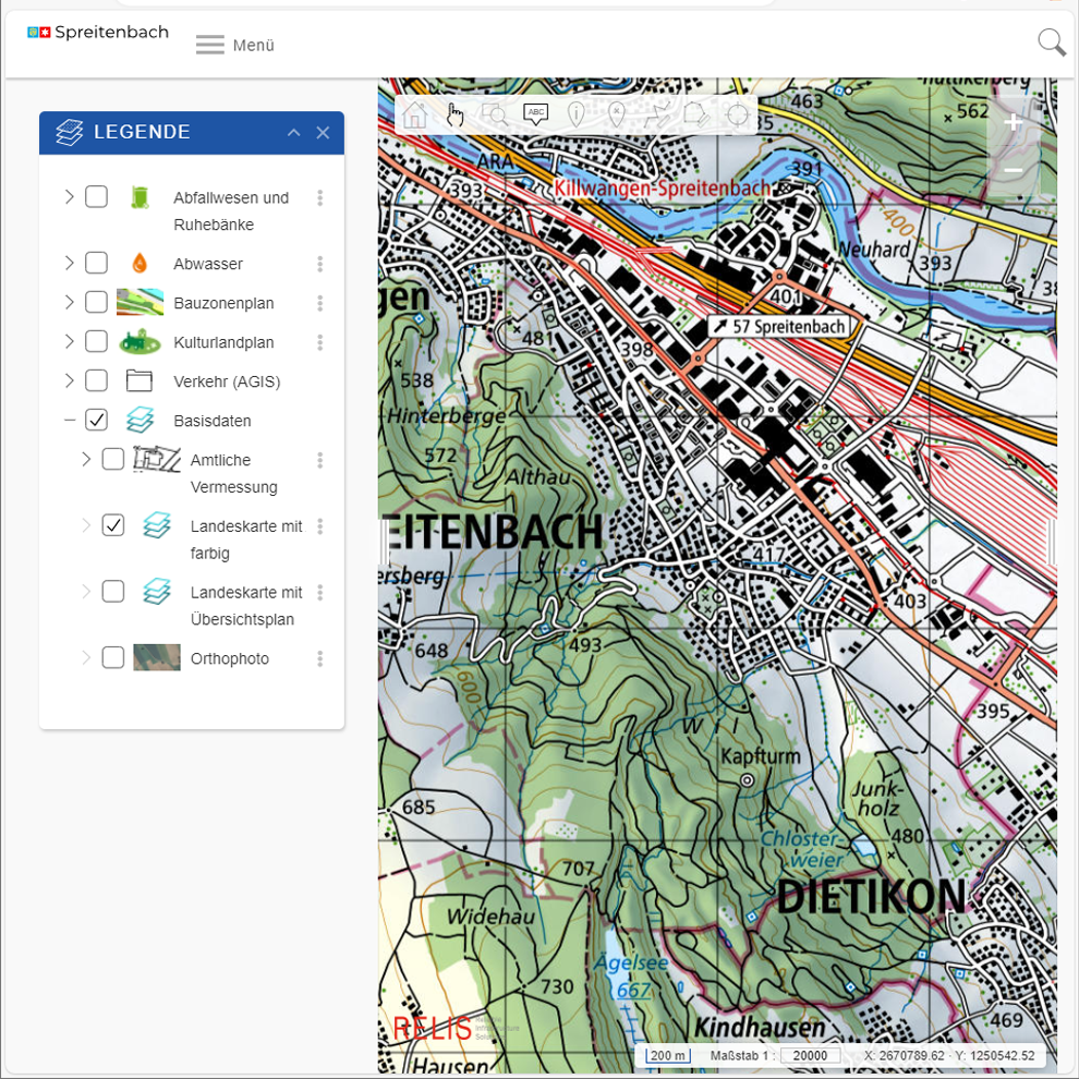 ReLis – Geografisches Informationssystem der Gemeinde Spreitenbach