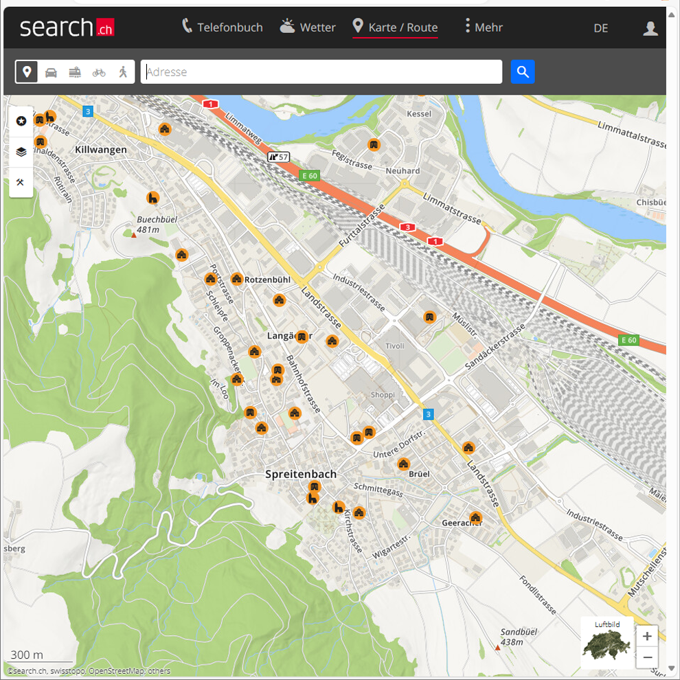 Search.ch – Kartendienst der Swisscom Directories AG